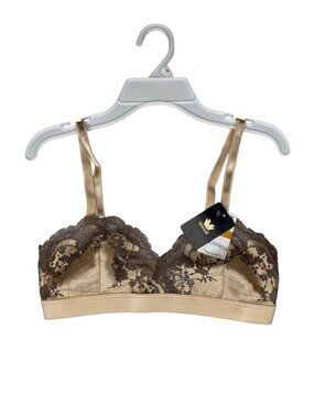 Wacoal Bra 34A/B Womens Lace Soft Cup Bralette Beige Brown Adjustable Straps